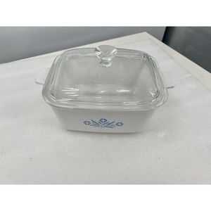 Corning Ware - Blue Cornflower 7 x 5 1/2 x 3 inch Loaf Pan P-4-B With Pyrex Lid